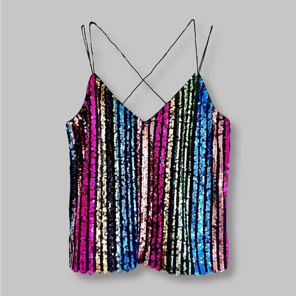 ASOS Tops - ASOS Sequin Cami w/ Strap Detail in Rainbow | Sz 10